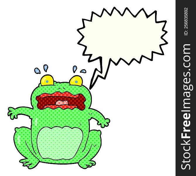 freehand drawn comic book speech bubble cartoon funny frightened frog