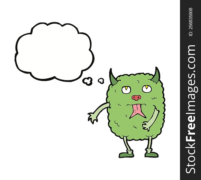 Funny Cartoon Monster With Thought Bubble