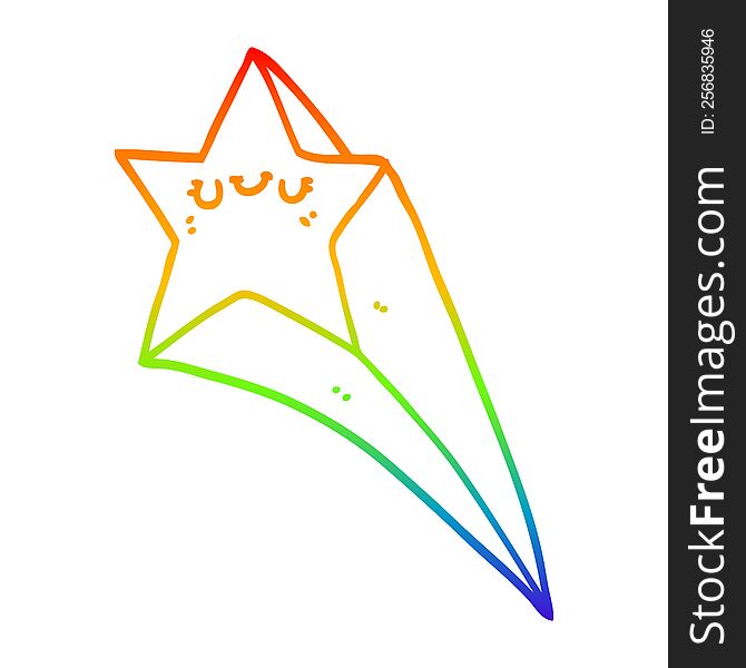 Rainbow Gradient Line Drawing Cartoon Shooting Star