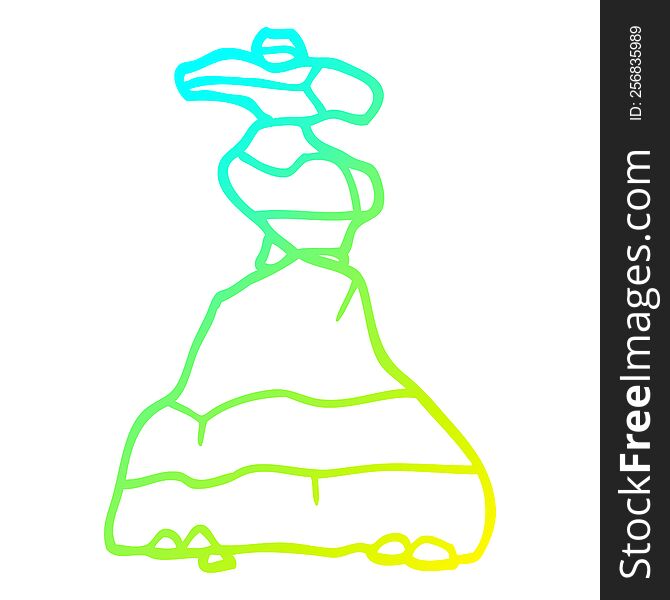 Cold Gradient Line Drawing Cartoon Boulders