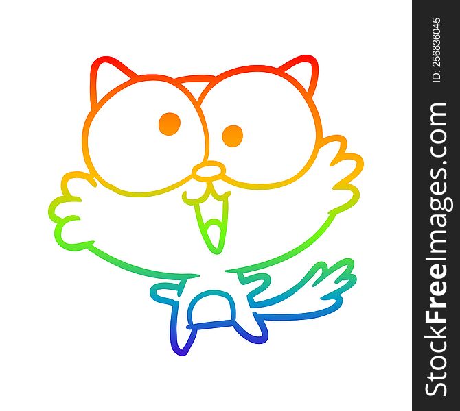 Rainbow Gradient Line Drawing Cute Crazy Cat