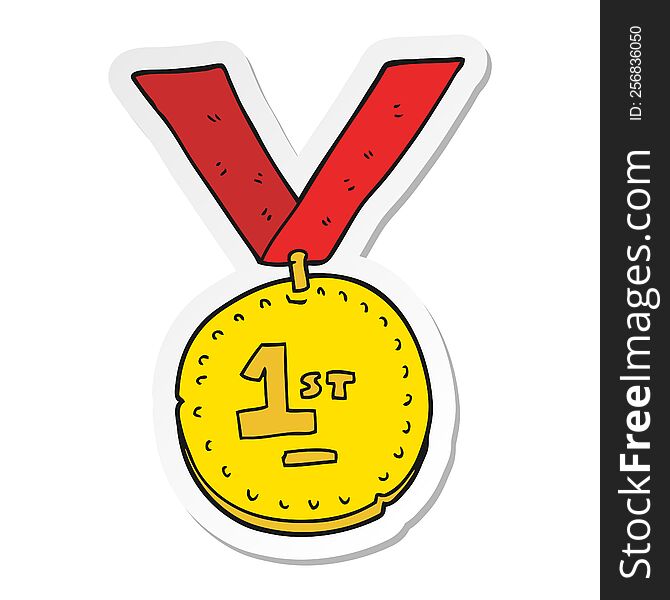 sticker of a cartoon first place medal