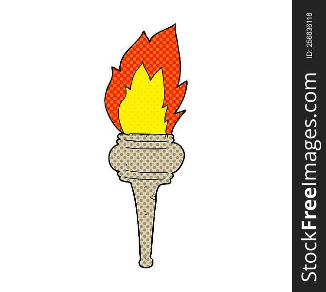 freehand drawn cartoon flaming torch
