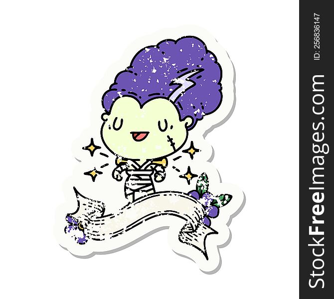Grunge Sticker Of Tattoo Style Undead Zombie Bride Character