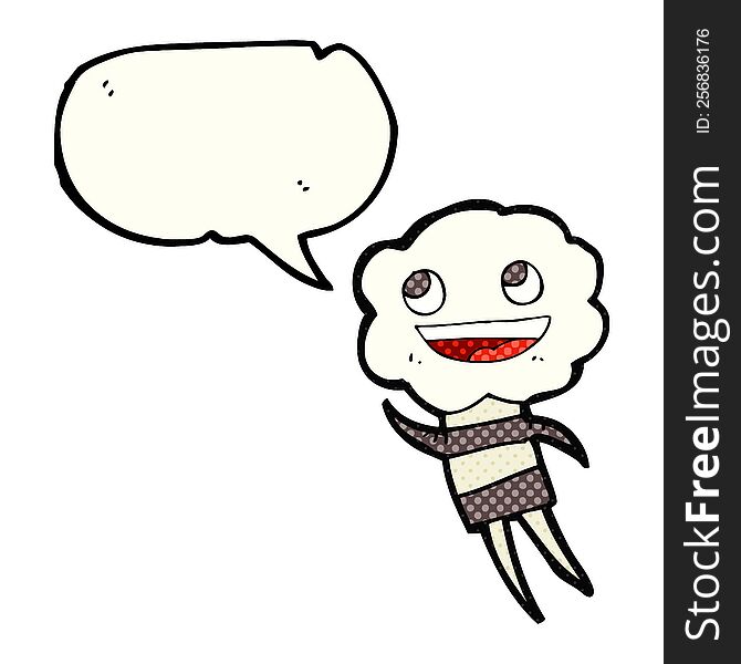 freehand drawn comic book speech bubble cartoon cute cloud head creature