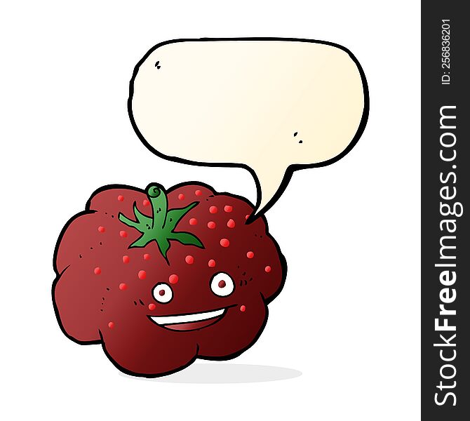 Cartoon Happy Tomato With Speech Bubble
