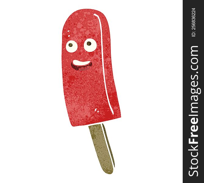 freehand drawn retro cartoon ice lolly