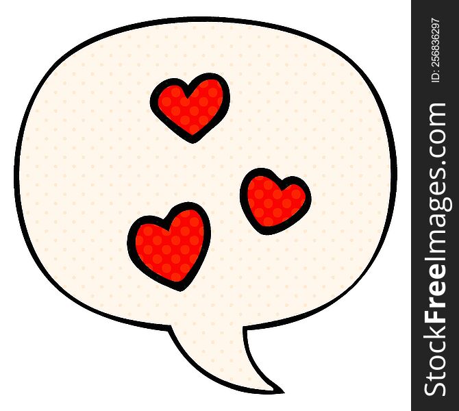 Cartoon Love Heart And Speech Bubble In Comic Book Style