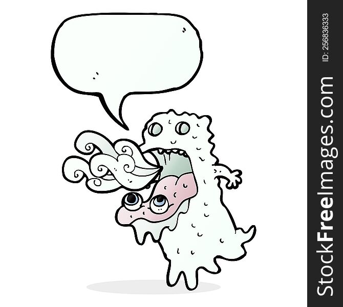 Cartoon Gross Ghost With Speech Bubble