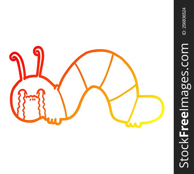 Warm Gradient Line Drawing Cartoon Caterpillar Obsessing Over His Regrets