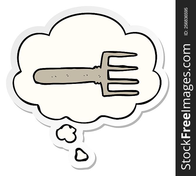 Cartoon Fork And Thought Bubble As A Printed Sticker