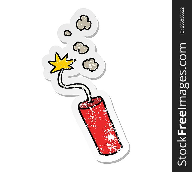 hand drawn distressed sticker cartoon doodle of a lit dynamite stick
