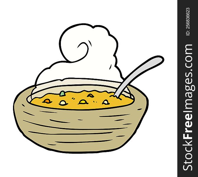 cartoon hot bowl of broth. cartoon hot bowl of broth