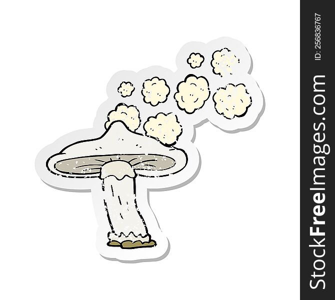 retro distressed sticker of a cartoon mushroom