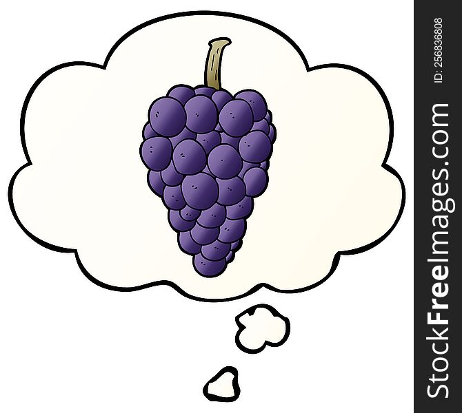cartoon grapes with thought bubble in smooth gradient style