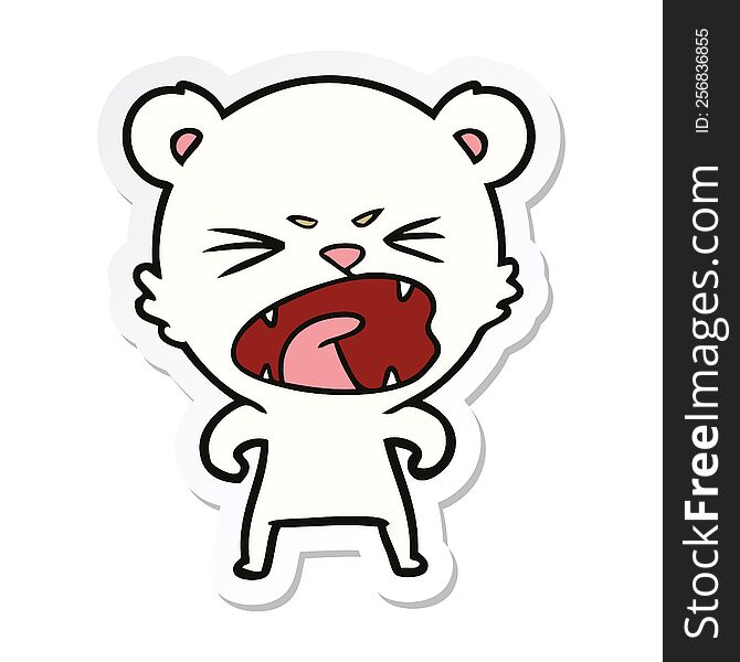 Sticker Of A Angry Cartoon Polar Bear