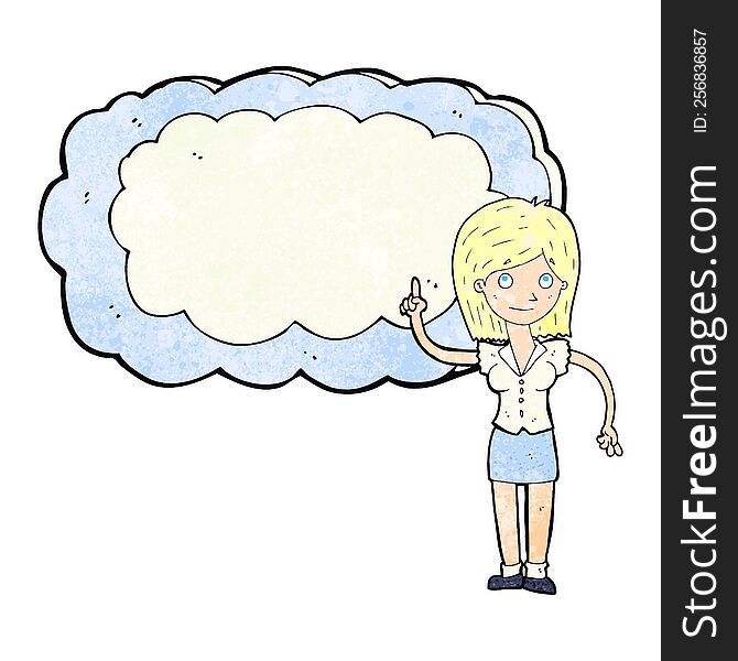 Cartoon Woman With Text Space Cloud