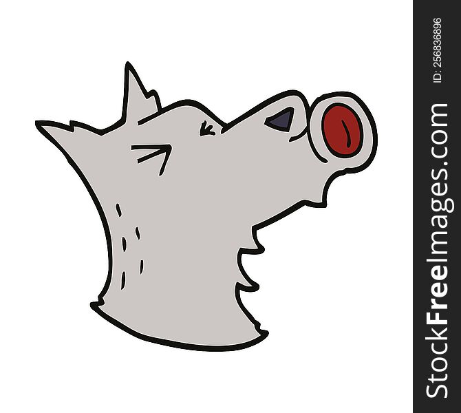 cartoon doodle howling wolf