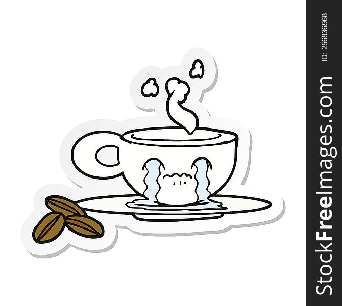 sticker of a cartoon crying espresso mug