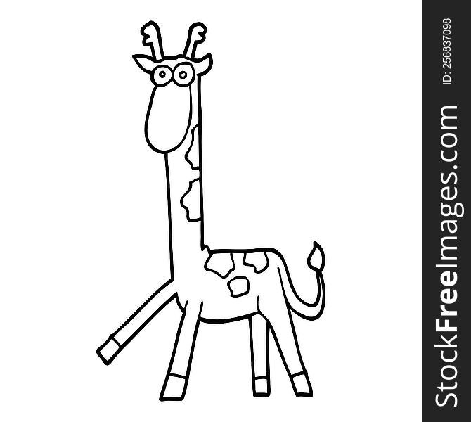 Line Drawing Cartoon Walking Giraffe