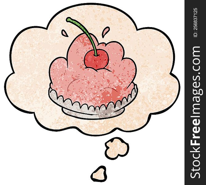 cartoon dessert with thought bubble in grunge texture style. cartoon dessert with thought bubble in grunge texture style