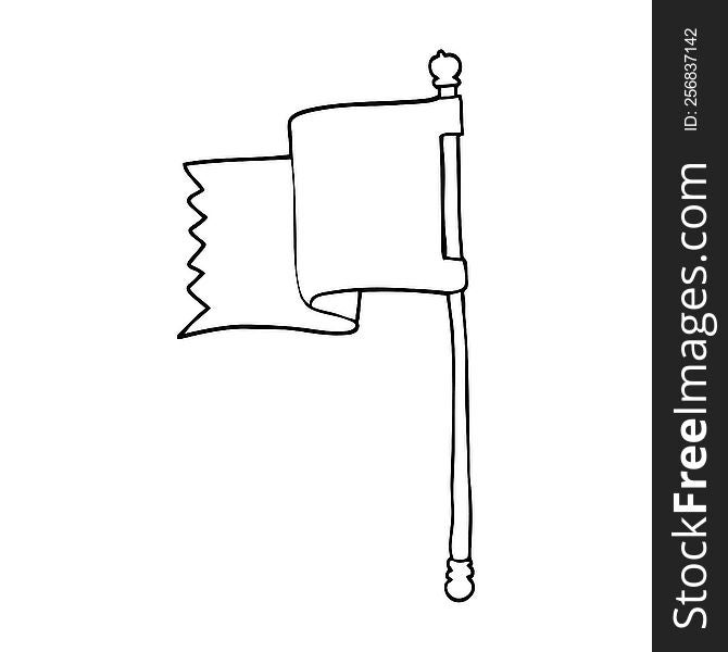line drawing cartoon of a blue flag