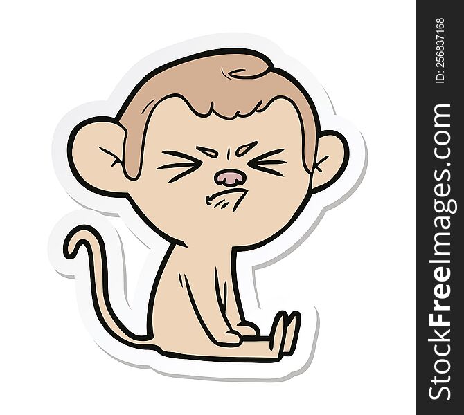 Sticker Of A Cartoon Angry Monkey