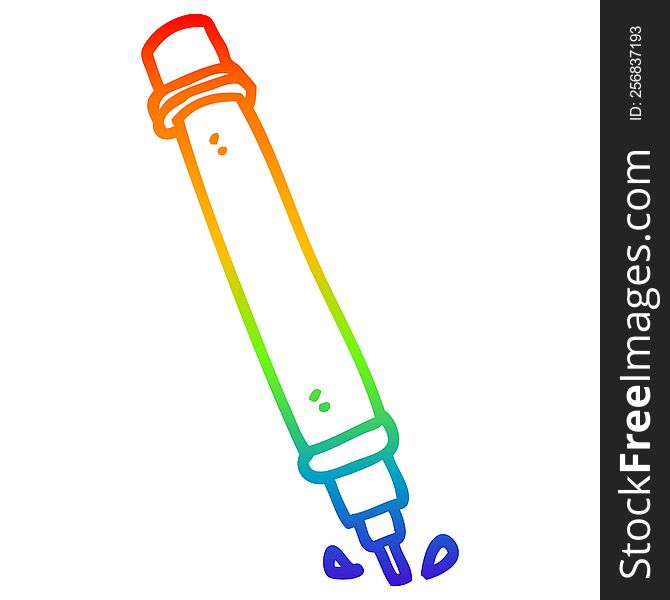 rainbow gradient line drawing of a cartoon marker pen