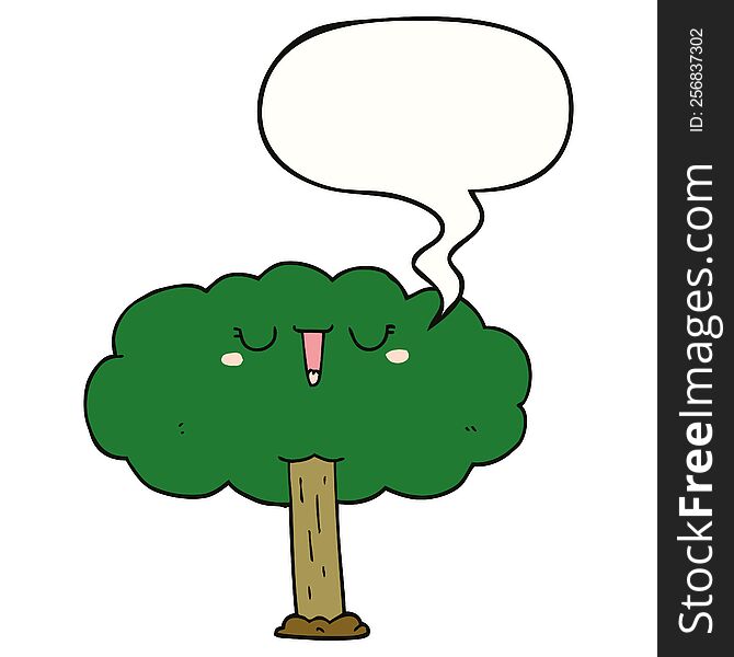 cartoon tree with speech bubble. cartoon tree with speech bubble