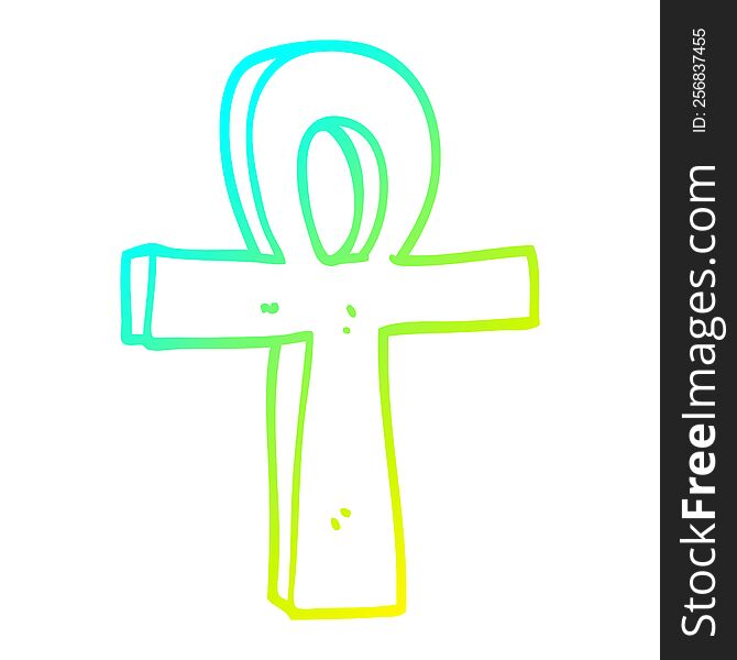 cold gradient line drawing of a cartoon ankh symbol