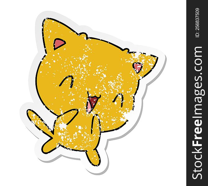 Distressed Sticker Cartoon Of Cute Kawaii Cat