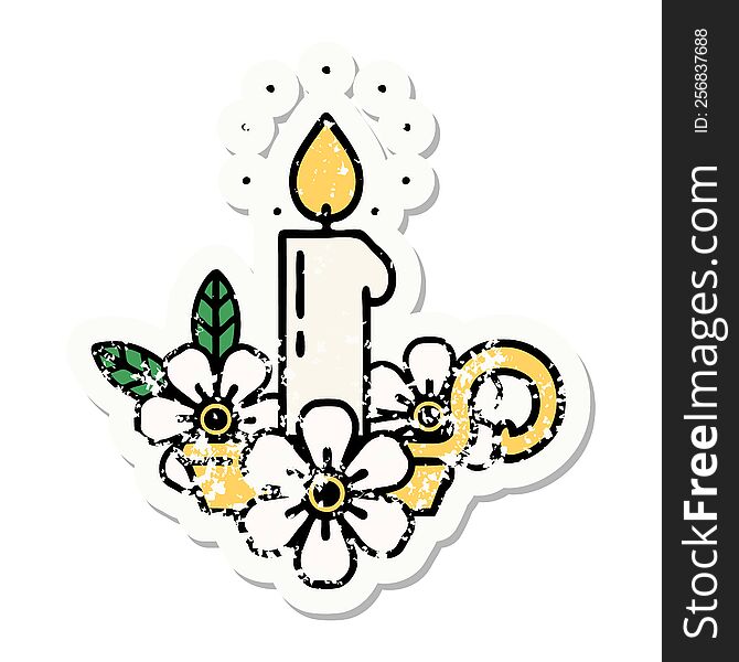 distressed sticker tattoo in traditional style of a candle holder. distressed sticker tattoo in traditional style of a candle holder