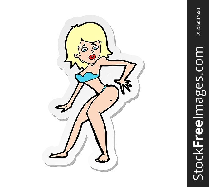 sticker of a cartoon woman in bikini