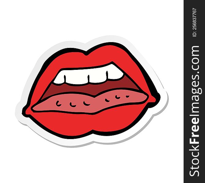 Sticker Of A Cartoon Sexy Lips Symbol