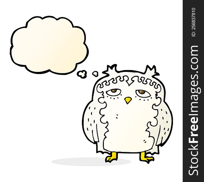 Cartoon Wise Old Owl With Thought Bubble