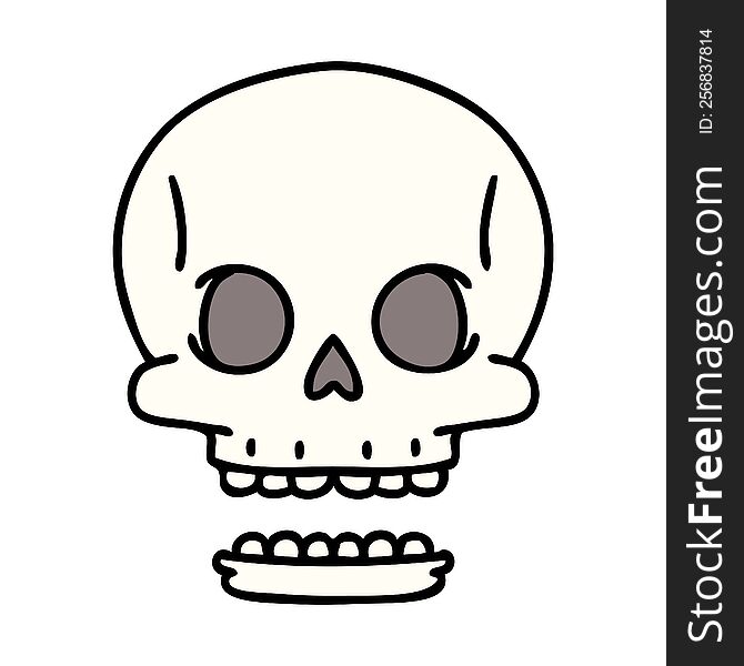 cartoon of a spooky halloween skull
