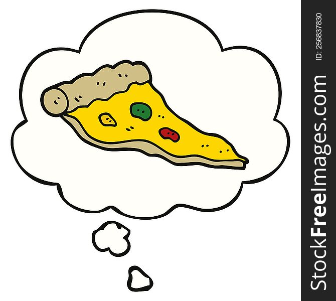 Cartoon Pizza And Thought Bubble