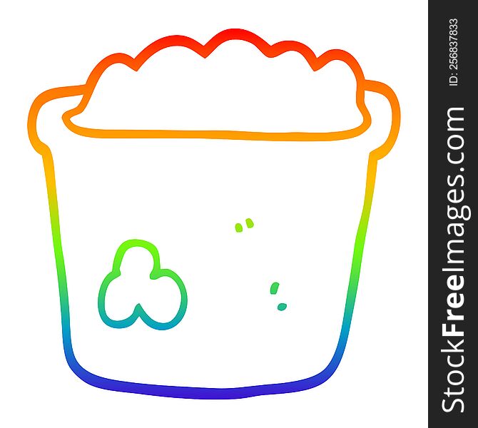 rainbow gradient line drawing of a cartoon pot of earth