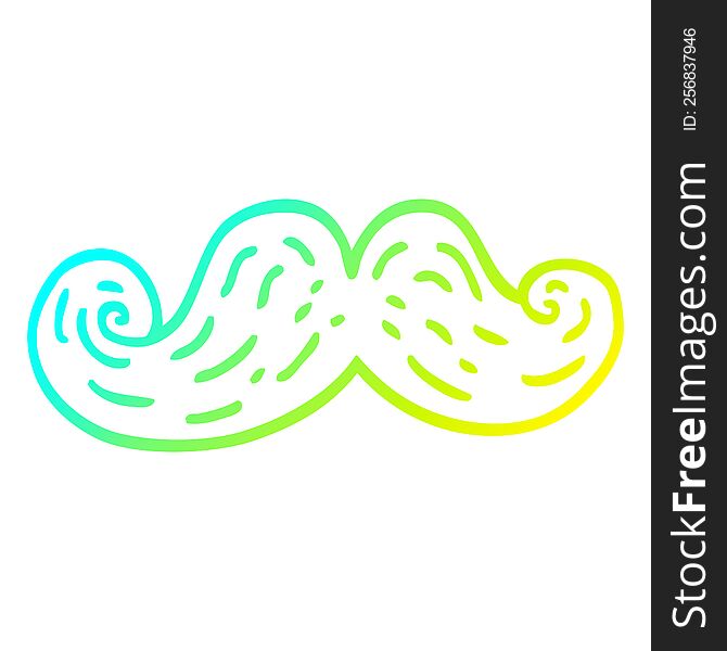 cold gradient line drawing of a cartoon curly mustache