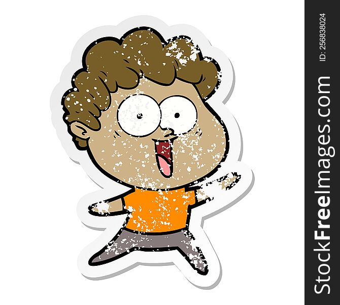 Distressed Sticker Of A Excited Man Cartoon