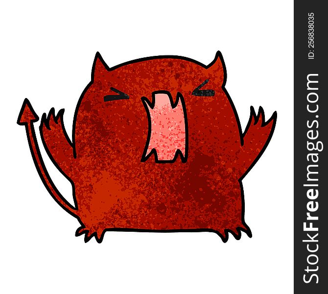Textured Cartoon Of A Cute Kawaii Devil