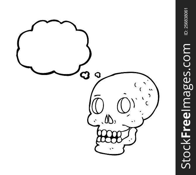 freehand drawn thought bubble cartoon halloween skull