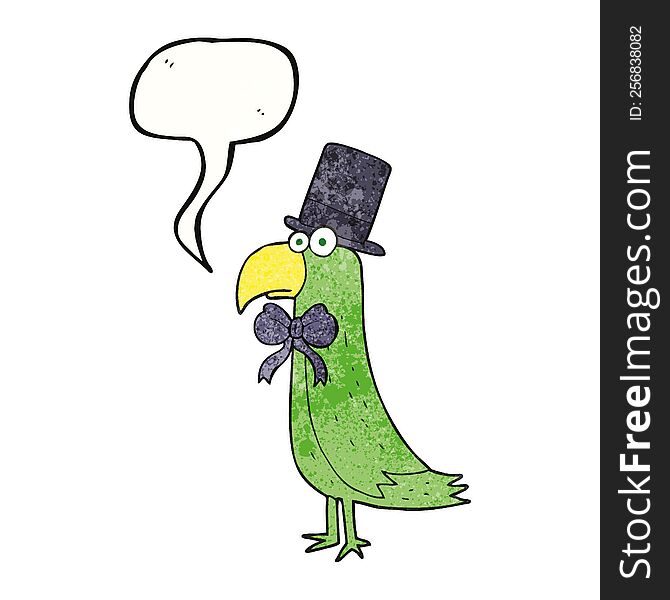 Speech Bubble Textured Cartoon Posh Parrot