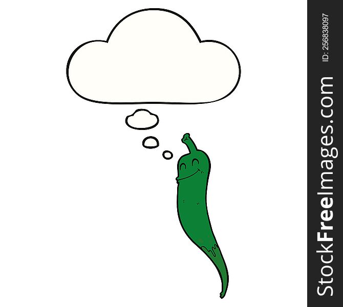 cartoon chili pepper with thought bubble. cartoon chili pepper with thought bubble
