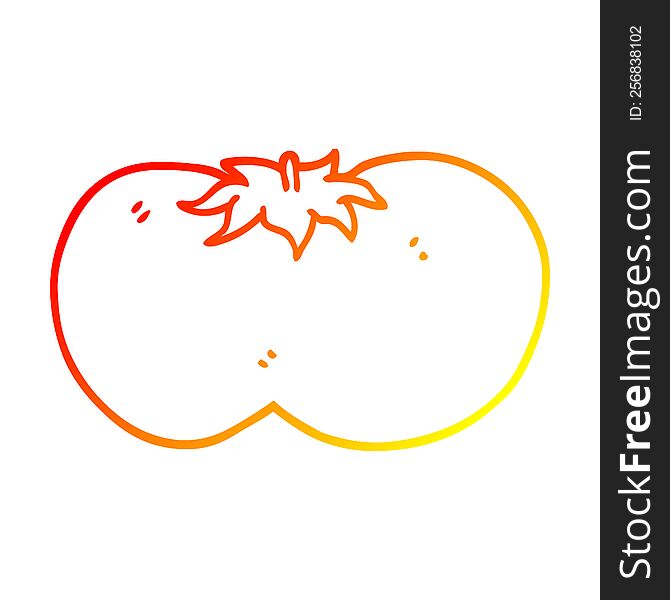 warm gradient line drawing of a cartoon huge tomato