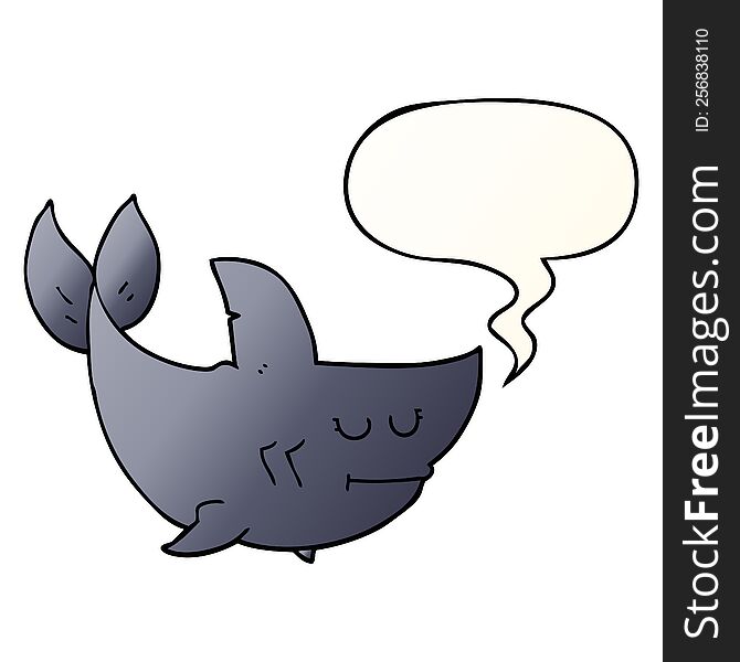 Cartoon Shark And Speech Bubble In Smooth Gradient Style