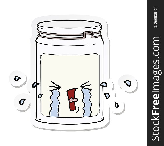 Sticker Of A Cartoon Glass Jar