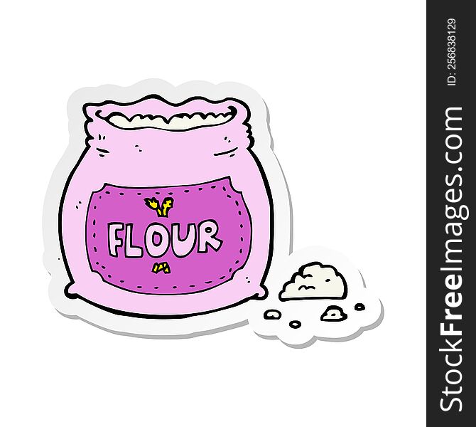 sticker of a cartoon pink bag of flour