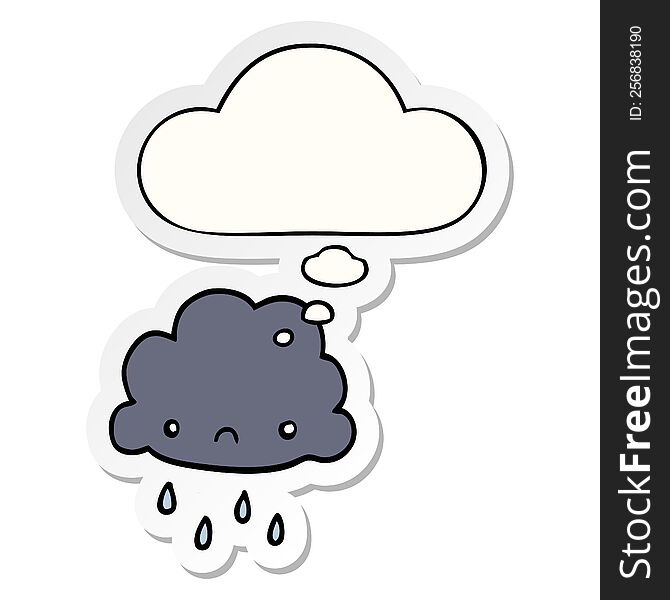 cartoon storm cloud and thought bubble as a printed sticker