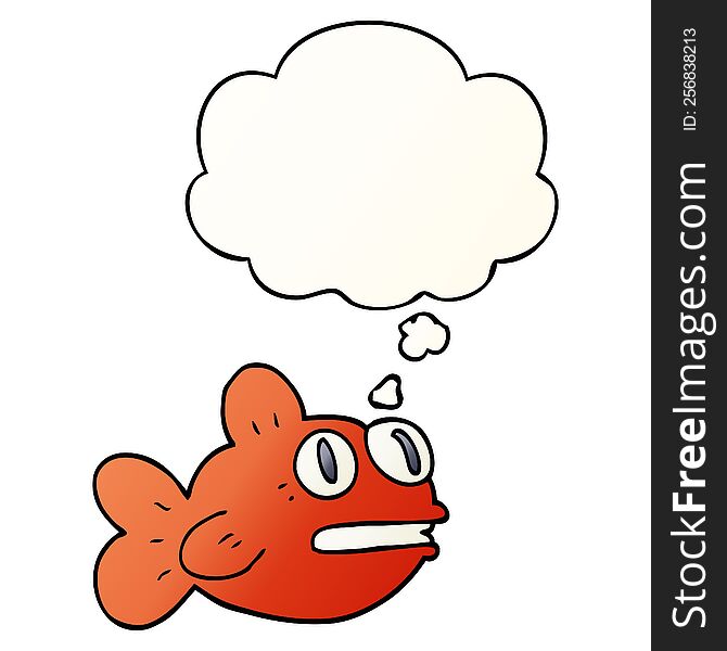 Cartoon Fish And Thought Bubble In Smooth Gradient Style